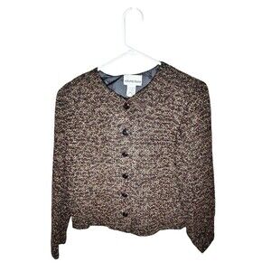 ROBYNE FAUNE Vtg Women's JACKET Long Sleeve Multi Color Brown Front Buttons Sz S